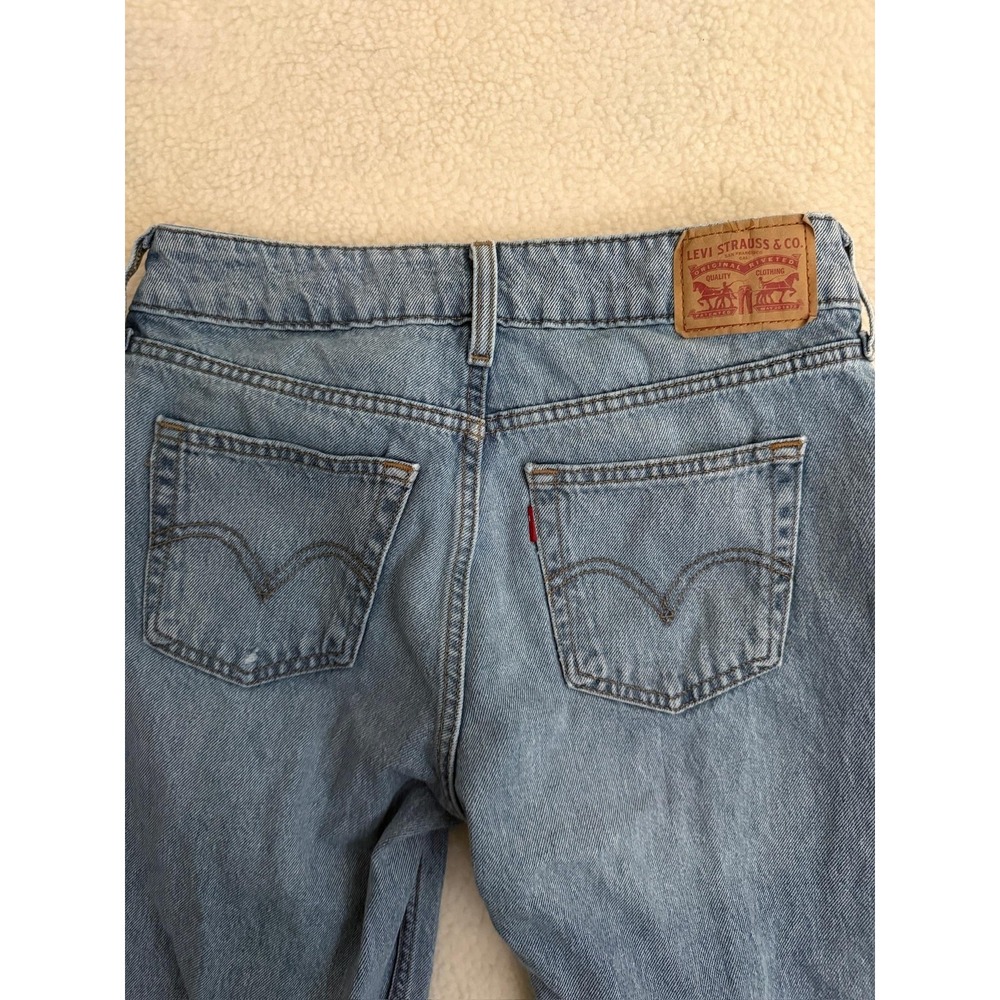 Levis Superlow Straight Jeans Womens 28 Blue Light Wash Low Rise Distressed - Picture 3 of 13